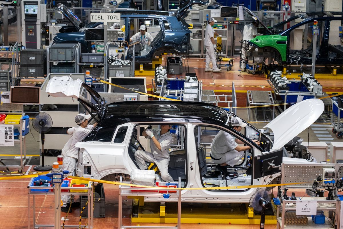 An,Electric,Car,Production,Assembly,Line,Is,Seen,At,The