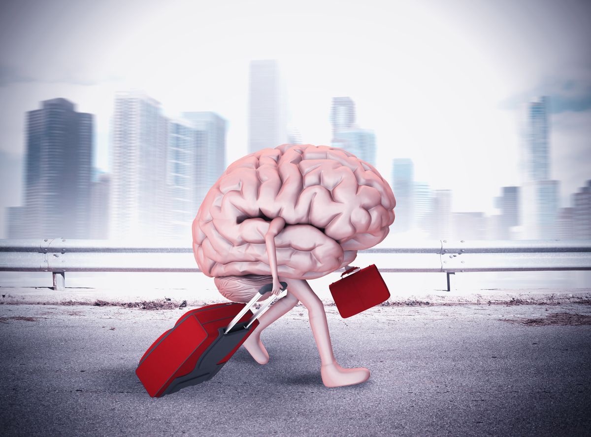Brain,With,Legs,Walking,With,Two,Luggage