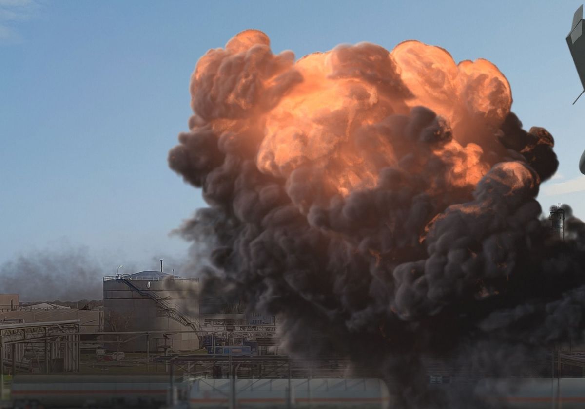 Újabb halálos ipari baleset történt Kínában: egy hunani tűzijátékgyár robbanásában legalább 21 ember meghalt, további 61 pedig megsérült. Oil,Refinery,Burning,,Oil,Depot,Fire,,Drone,Attack.