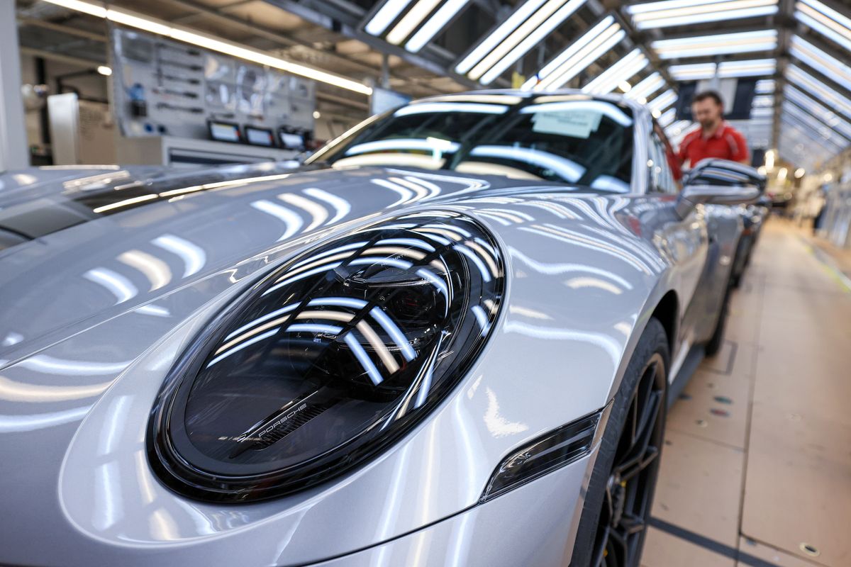 Porsche 911 production in Stuttgart, Germany.