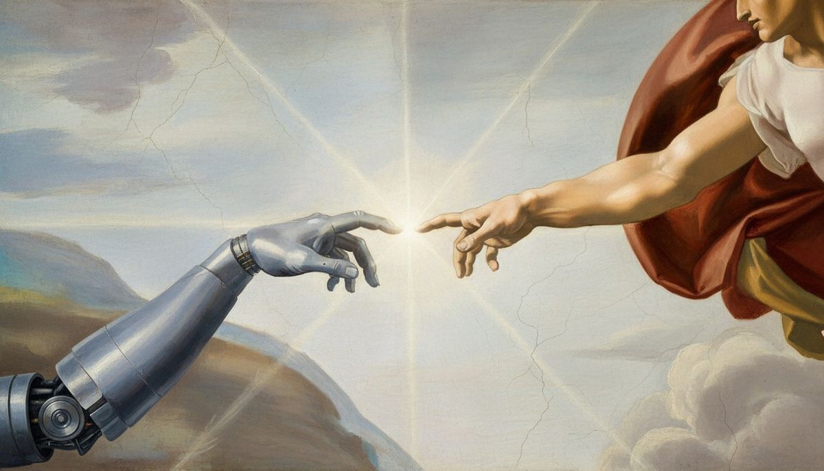 Bokeh,Photo,Of,Renaissance,Fresco–inspired,Composition,Referencing,Michelangelo’s,“the,Creation