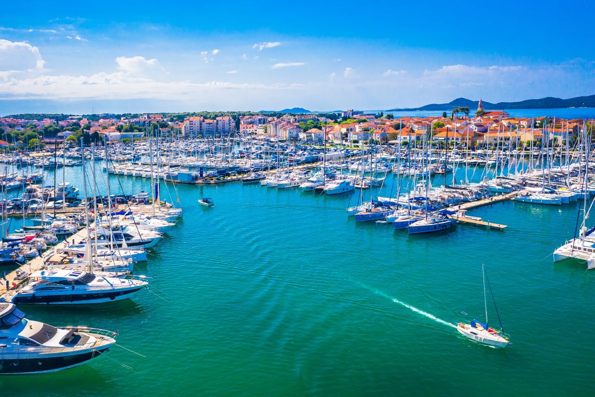 Aerial,View,Marina,Biograd,,Croatia. motorcsónak jacht vitorlás luxus horvátország