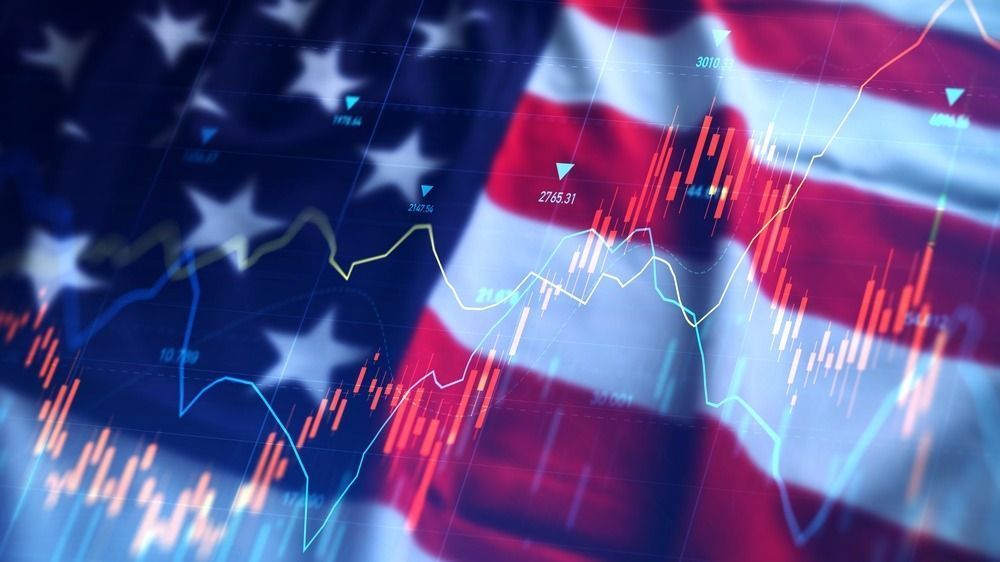 számok,Stock,Market,Trading,Graph,With,American,Flag,Is,Damage.effect,Of