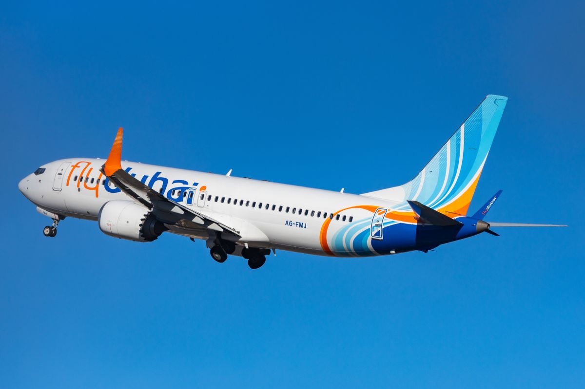 Salzburg,,Austria,-,January,27,,2024:,Low,Cost,Airline,Flydubai repülőgép gép