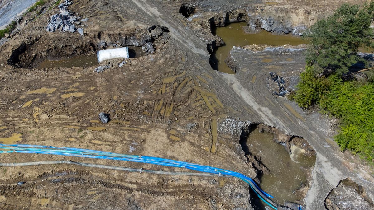 Aerial,View,Of,The,Pits,And,Craters,Formed,By,The Parajd só bánya sóbánya